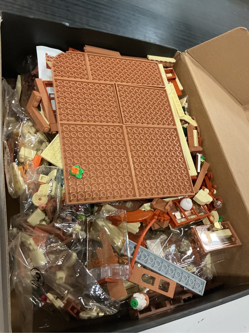 Condition photo showing Good Condition for city bakery cafe house building set with light, 1289 pcs baking shop building block toy with coffee cake bread bakery room, pastry construction model for adults teens kids boys girls ages 8-12+