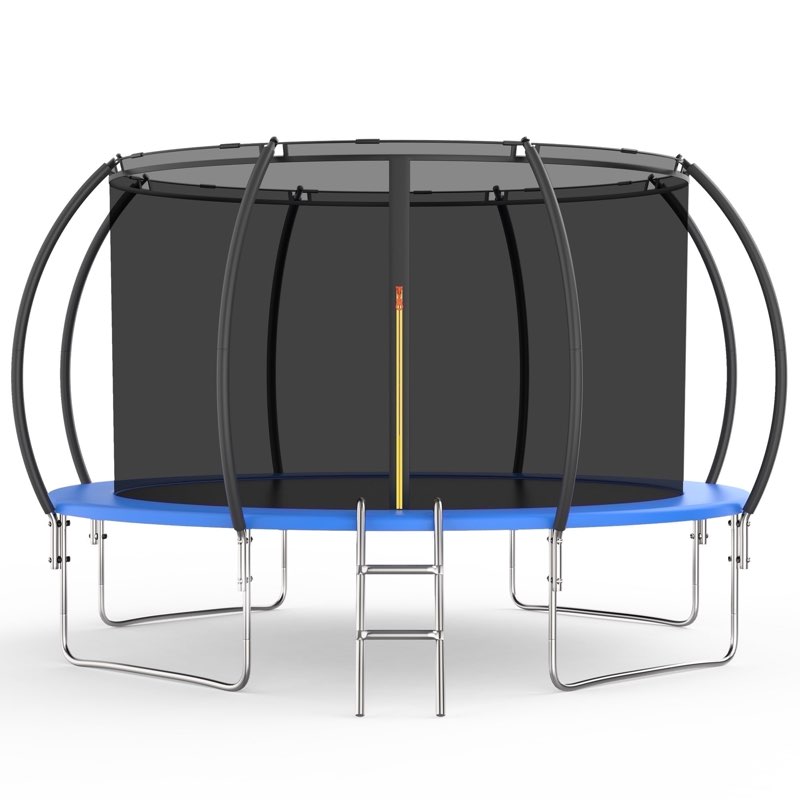 (Incomplete) FUNTOK 12 FT Trampoline with Enclosure Net for Kids Adults, 1000 LBS New Upgraded Recreational Backyard Trampolines with Waterproof Jump Mat Ladder for 5 Person