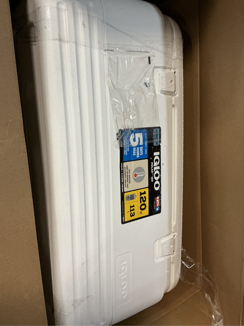Condition photo showing Good Condition for igloo hard cooler | polar & party bar series | insulated ice chests polar white 120 qt