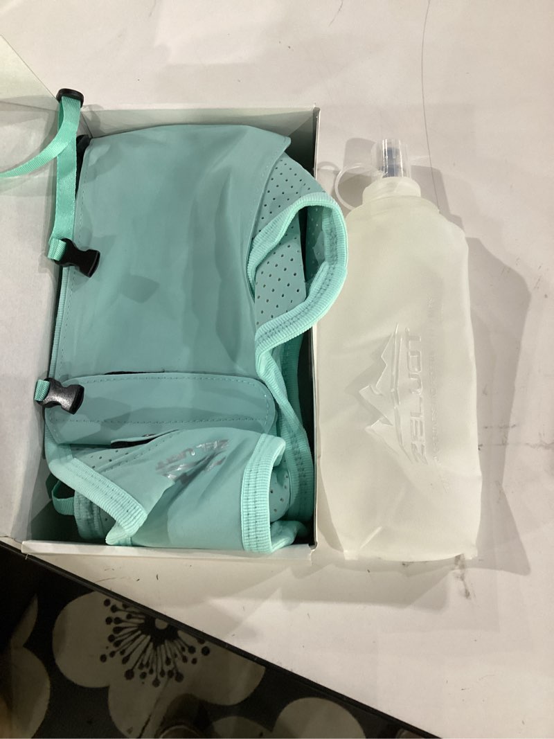 Condition photo showing Good Condition for zelvot running vest for women men, adjustable running phone holder vest, us patent, running hydration vest with 500ml soft flask, reflective running backpack for hiking