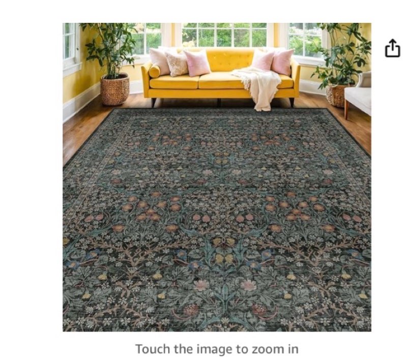 vintage dark green living room rug, 8x10 washable area rugs for dining room under kitchen table, bedroom, oriental low pile stain resistant non-slip large carpet (8x10 dark green) visit the hazo haus store