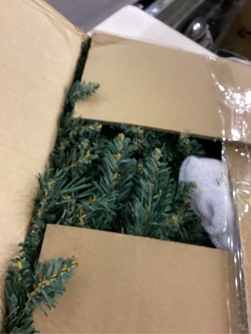 Condition photo showing As Is for 2 Pack Pre-lit Christmas Garland, 9FT Battery Operated Garland with 50 LED Lights, Christmas Lighted Garland for Stair Mantle Indoor Outdoor 9FT 2-Pack