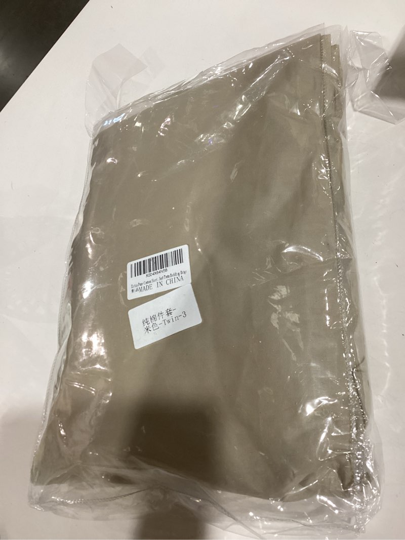 Condition photo showing As Is for entisn pure cotton sheets full size bed set 4 pieces, 400 thread count cotton sheet set with all around elastic for snug fit, all seasons breathable & soft bedding, 16 inch deep pocket, beige beige full