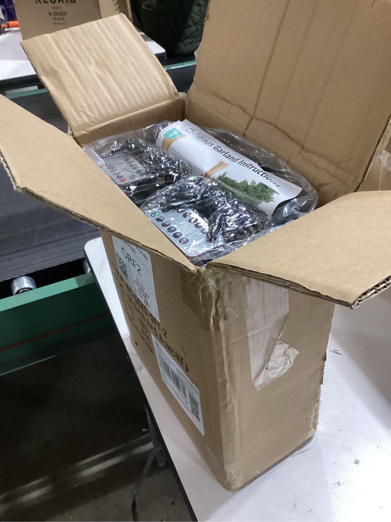 Condition photo showing As Is for Not tested Cedar Christmas Garland with Lights for Mantle - 2 Pack Decorations 9ft Realistic Lighted Faux Pine Garlands for Xmas Home Decoration Indoor Stairs Railing Fireplace Outdoor Prelit Garland Door Decor 9 Ft 2