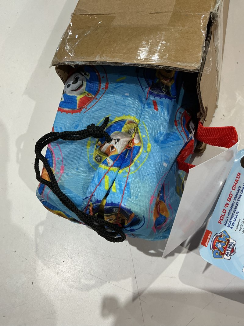 Condition photo showing Good Condition for paw patrol kids camping chair, camp fold n go chair with carry bag