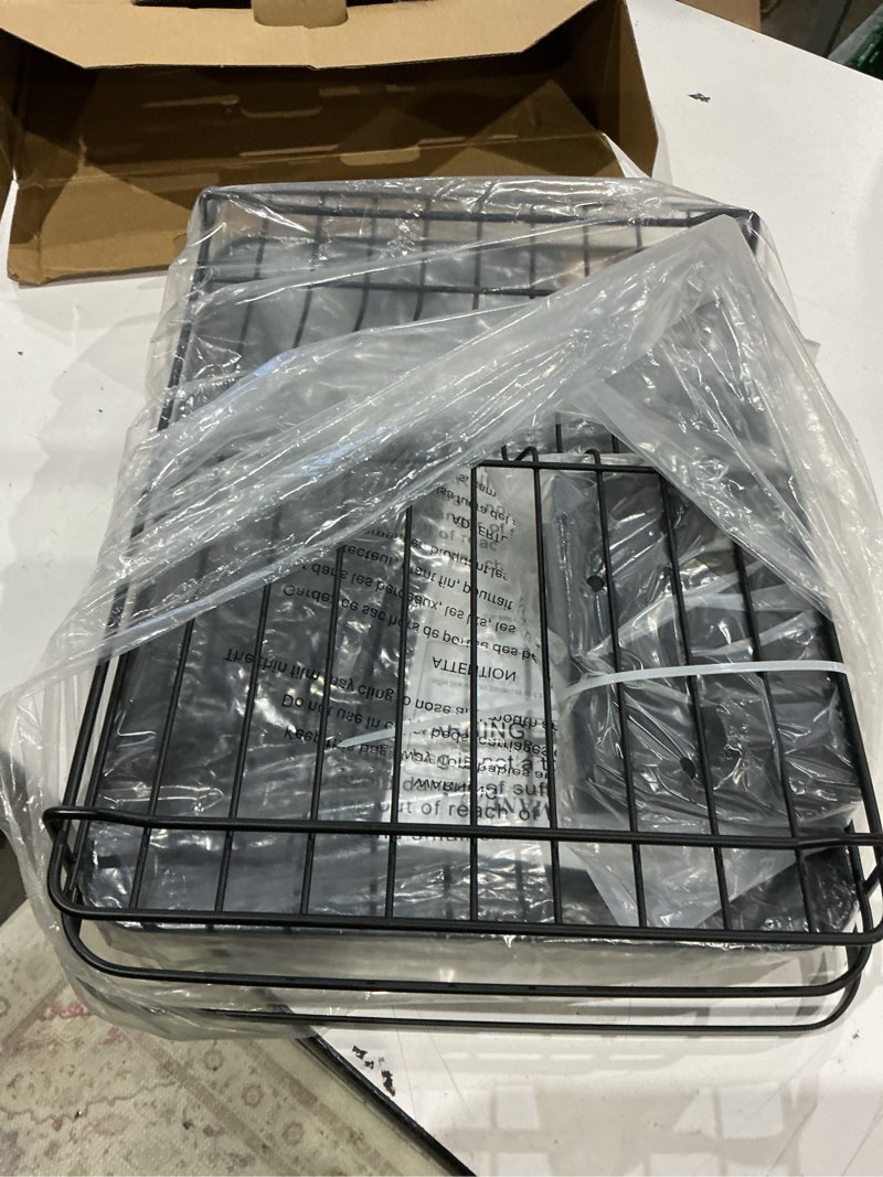 Condition photo showing Good Condition for kitsure dish drying rack for kitchen counter, stainless steel sink organization and storage essentials with cutlery holder, home and appartment decor, 12''w x 15.5''l, black black 12''w x 15.5''l - 1 tier