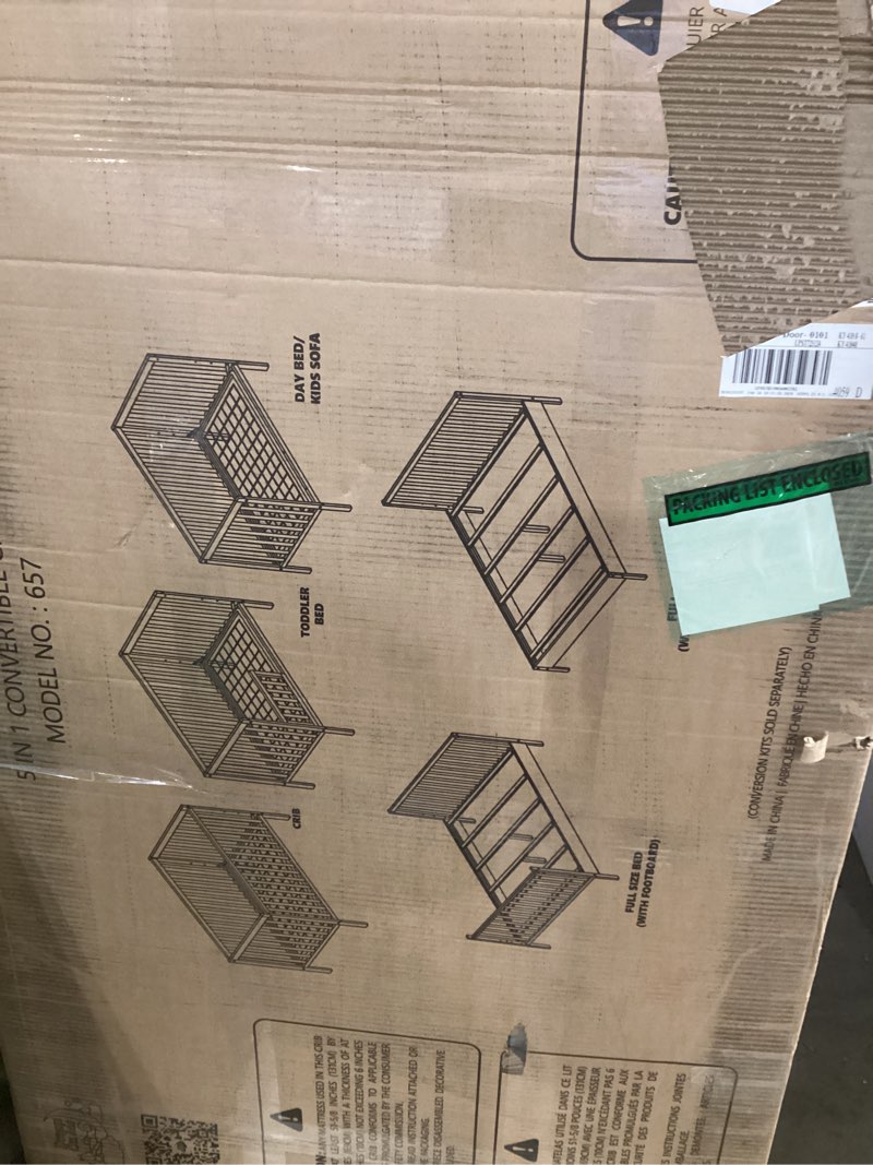 Condition photo showing Good Condition for Dream On Me Synergy 5-in-1 Convertible Full-Size Baby Crib with Toddler, Day & Full Bed Conversion in White, GreenGuard Gold & BSA, 3 Mattress Heights, Sustainable Pinewood White Synergy