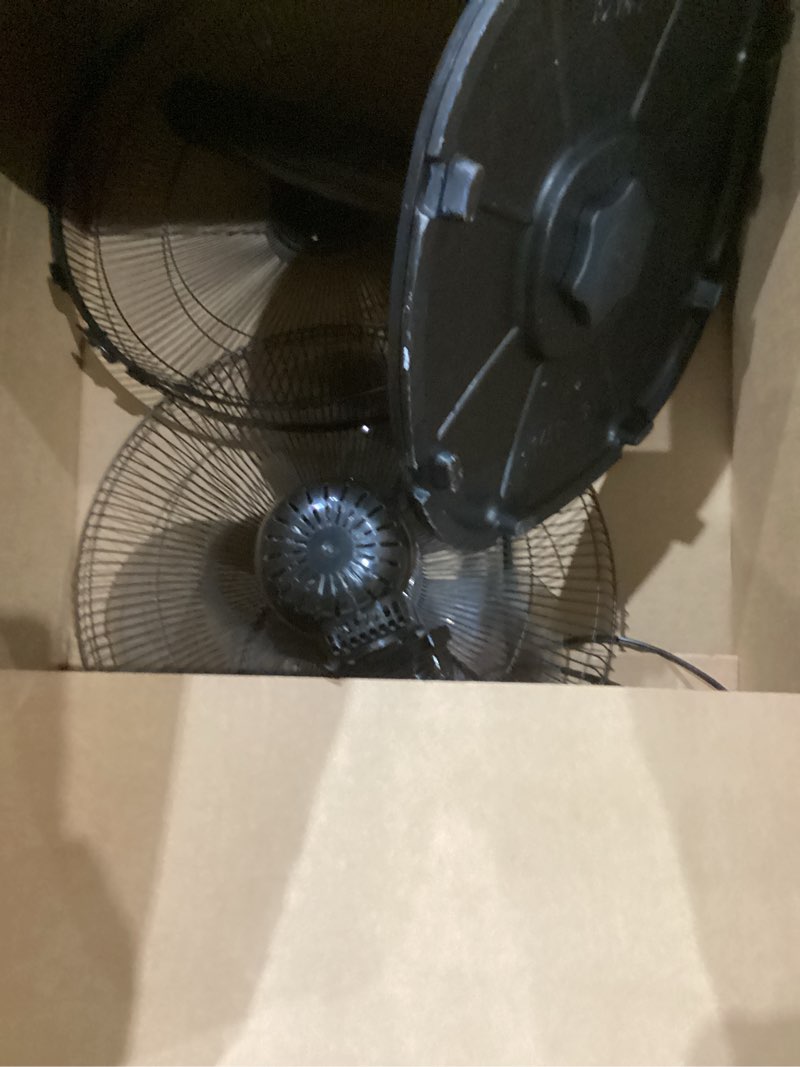 Condition photo showing As Is for Amazon Basics 16" Pedestal Fan with Remote, Floor Fan, Standing Fan for Bedroom, Living Room, Office, with 3 Speeds, 3 Modes, Timer, Dual-Layered Blades, Adjustable Height, Tilt Head, 60W, Black 3-Speed, AC Motor