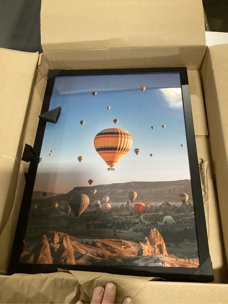 Condition photo showing Good Condition for wood 15x21.25 puzzle frame black for wall hanging, 15 x 21.25 picture frame poster photo frame for wall horizontally or vertically, black, 1 pack 1 15x21.25