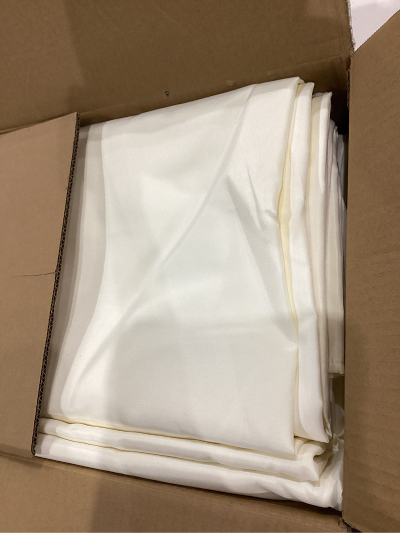 Condition photo showing Good Condition for 10-pack ivory tablecloths for rectangle tables, 70 x 108 inches, stain-resistant polyester fabric for 6 foot tables - washable table covers for weddings, banquets, birthday parties, events