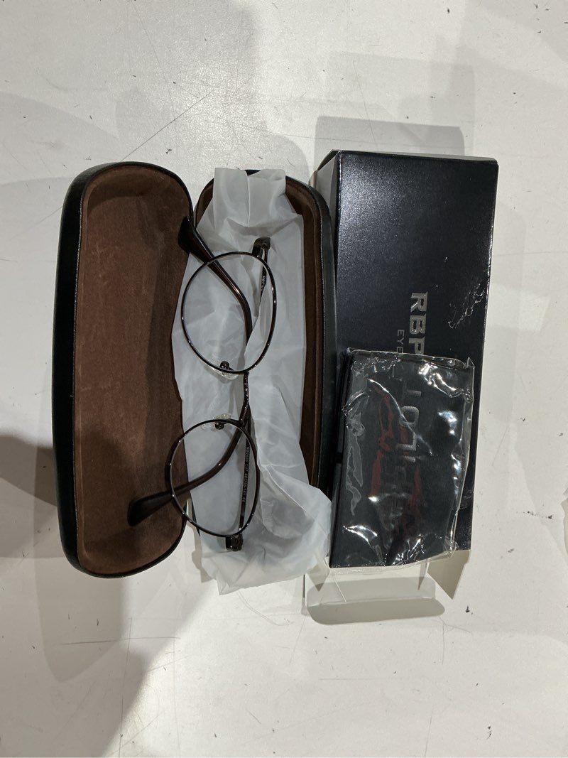 Condition photo showing Good Condition for small metal round reading glasses for women men classic vintage retro shades blue light blocking computer readers brown 48 millimeters 0.0 x