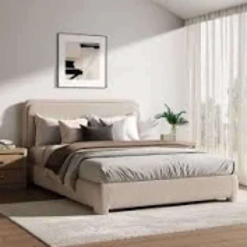 bensu boucle upholstered platform bed (incomplete)