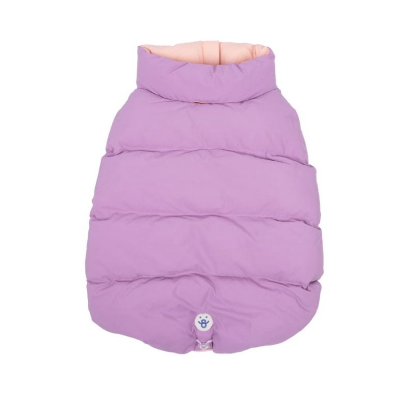 Oodles Purple Quilted Puffer Bubble Hem Fall Dog Jacket, large