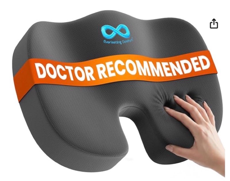 Everlasting Comfort Doctor Recommended Memory Foam Seat Cushion for Office Chairs & Car