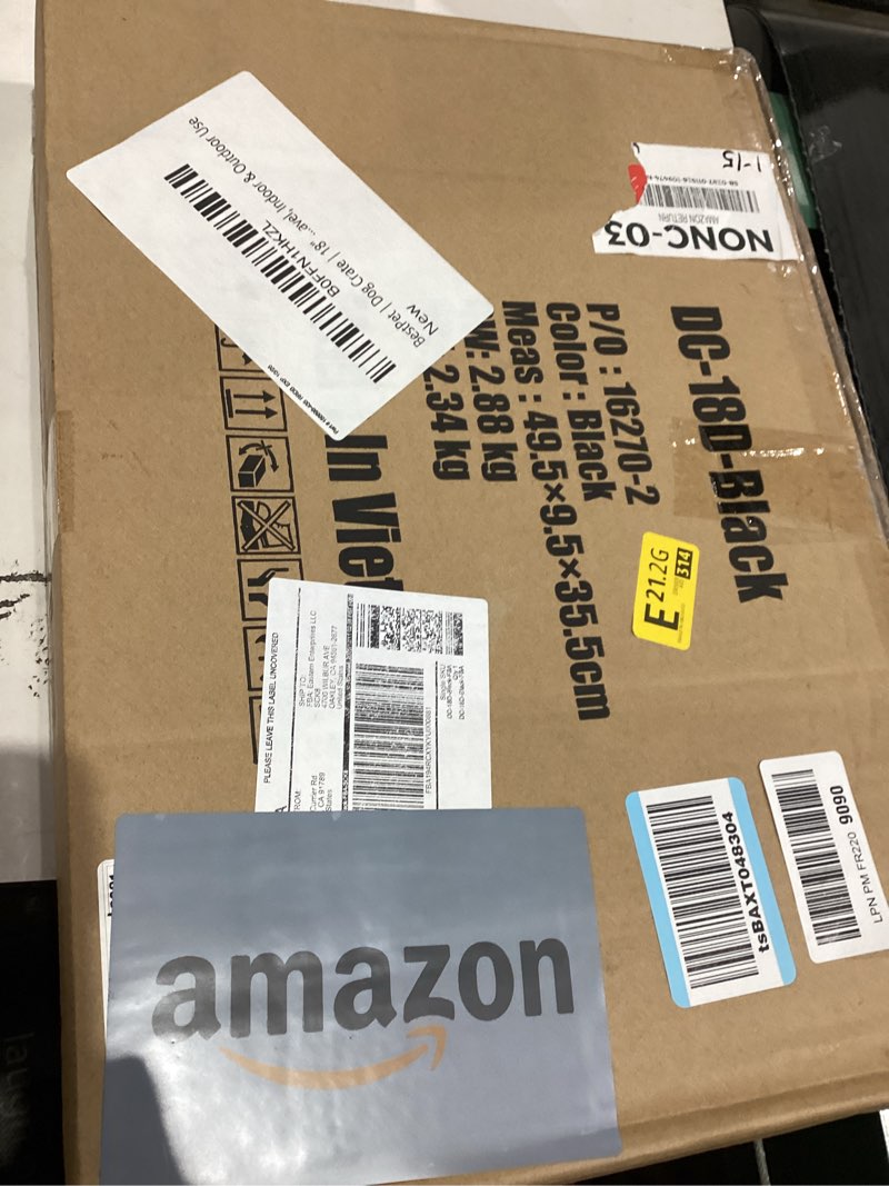 Condition photo showing New/Like New for BestPet | Dog Crate | 18" | Black | Foldable Metal Kennel with Single Doors, Secure Slide-Bolt Latches, Leakproof Tray | Portable Dog Cage for Small Breeds | for Travel, Indoor & Outdoor Use Black 18"