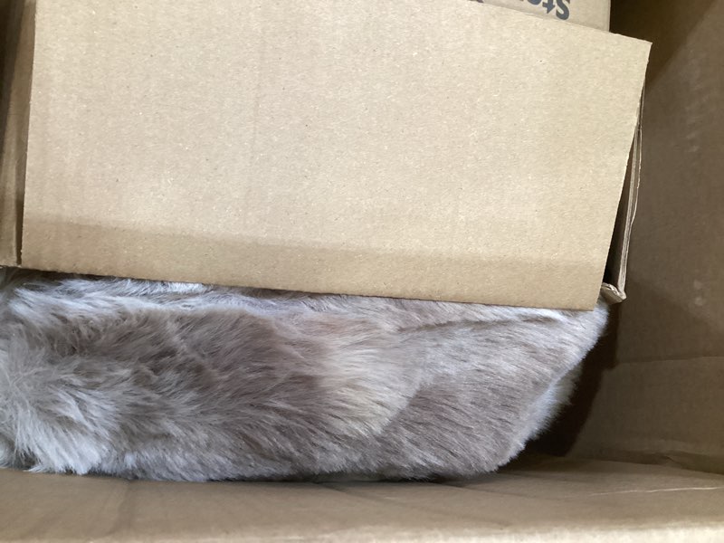 Condition photo showing As Is for fluffy faux rabbit fur throw blanket - soft plush luxury bubble blanket for couch, bed (queen size 90''x90'', tie-dyed beige) tie-dyed beige queen(90''x90'')