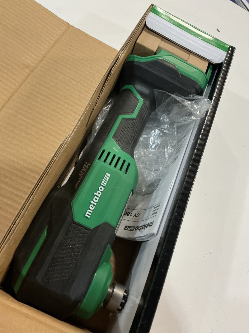 Condition photo showing As Is for metabo hpt 18v multivolt cordless oscillating multi-tool, low vibration design, universal design, 6 speed settings, user vibration protection, starlock, tool body only, cv18daq4 cv18daq4 - next gen model