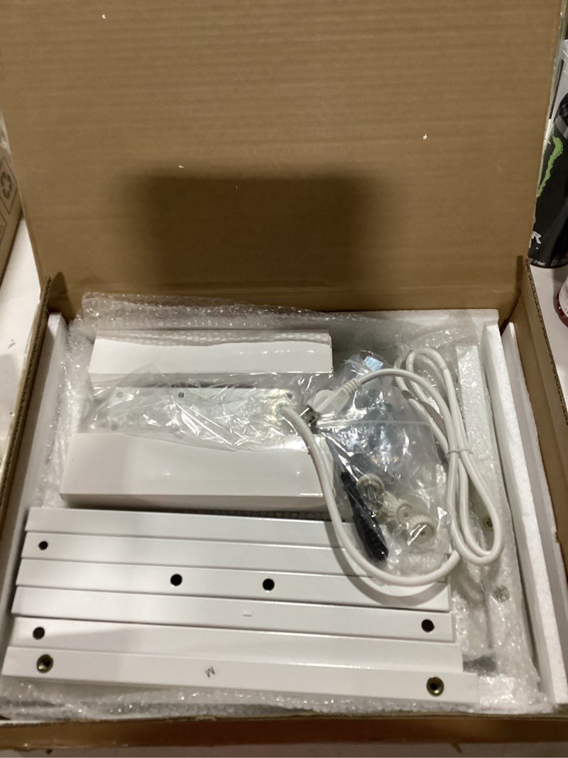 Condition photo showing New/Like New for HLDIRECT C Shaped End Table with Charging Station, Couch Side Table with Storage Bag, Height-Adjustable and Foldable TV Tray with 2 USB Ports and Outlets for Living Room, Bedroom, White