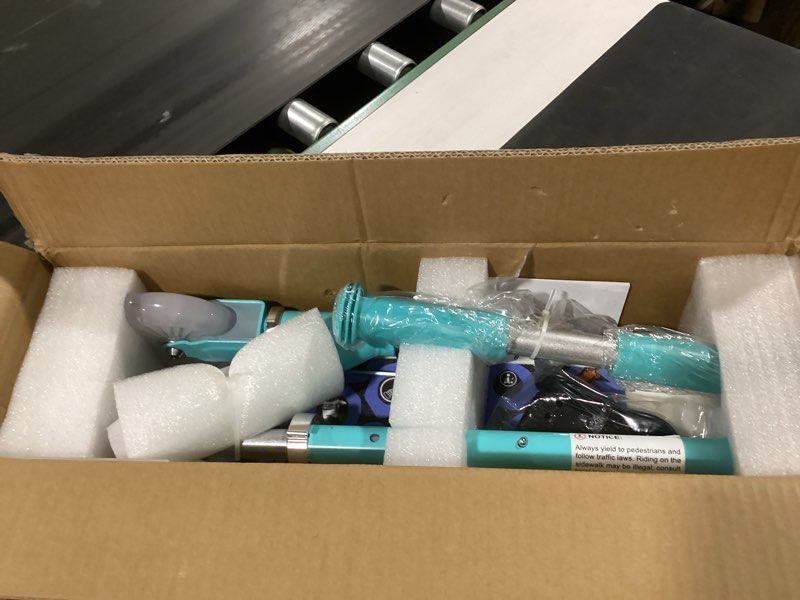 Condition photo showing New/Like New for gyroor ks2 kids electric scooter – 5 mph safe speed, foot sensor start, led lights, adjustable handlebar, 2 hr fast charge, ul2272 certified, ages 6–12, 121 lb max load teal