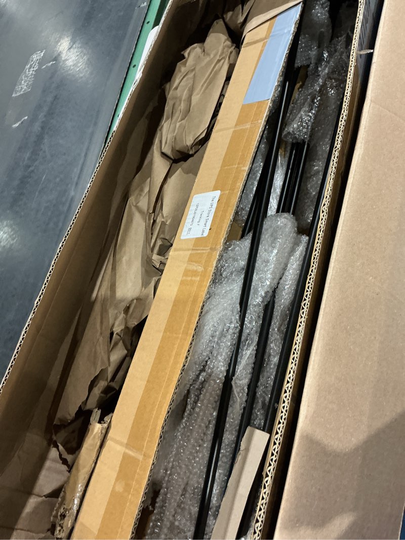 Condition photo showing As Is for smartstandard 36 inch hairpin table legs, 3 steel rods 1/2 inch pipe diameter, 800lbs load capacity, mid-century style for coffee table, side table, night stand (black, 4pcs) 36 inch black(one piece missing)