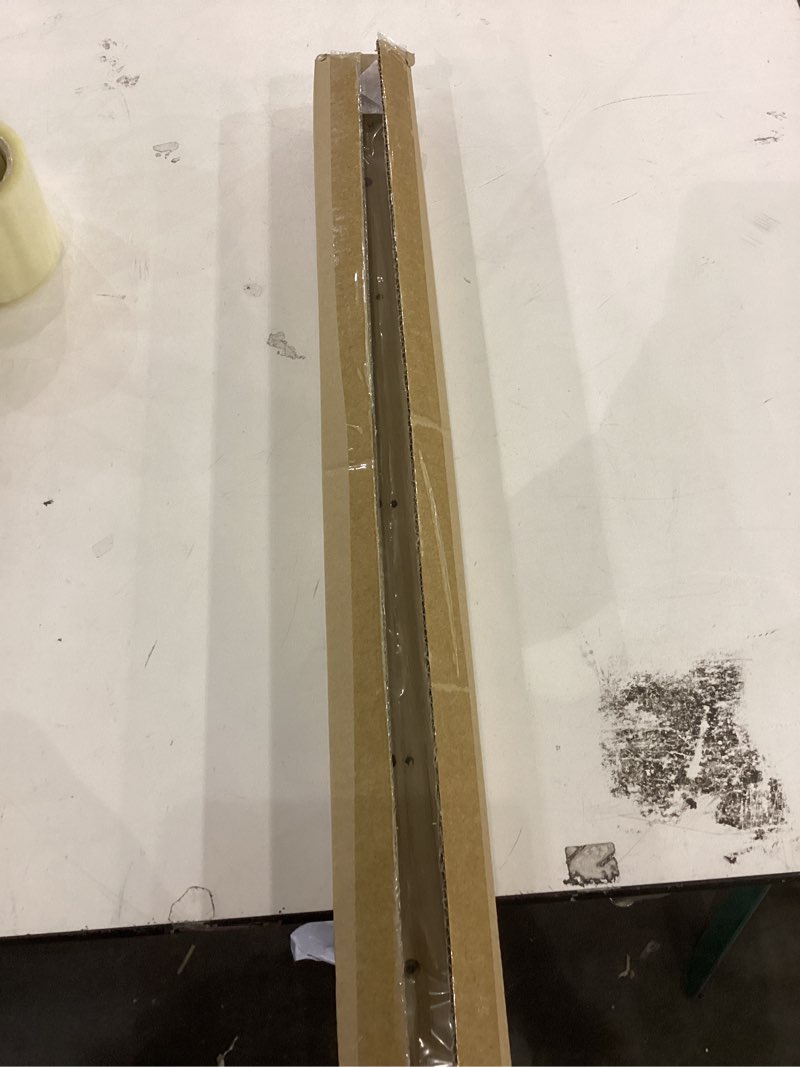 Condition photo showing New/Like New for FRANKLIN BRASS Geometric Post Wall Mounted White Oak 27 in. Coat Rack, 5 Matte Black Hooks, B46763K-480-R 27" Rail