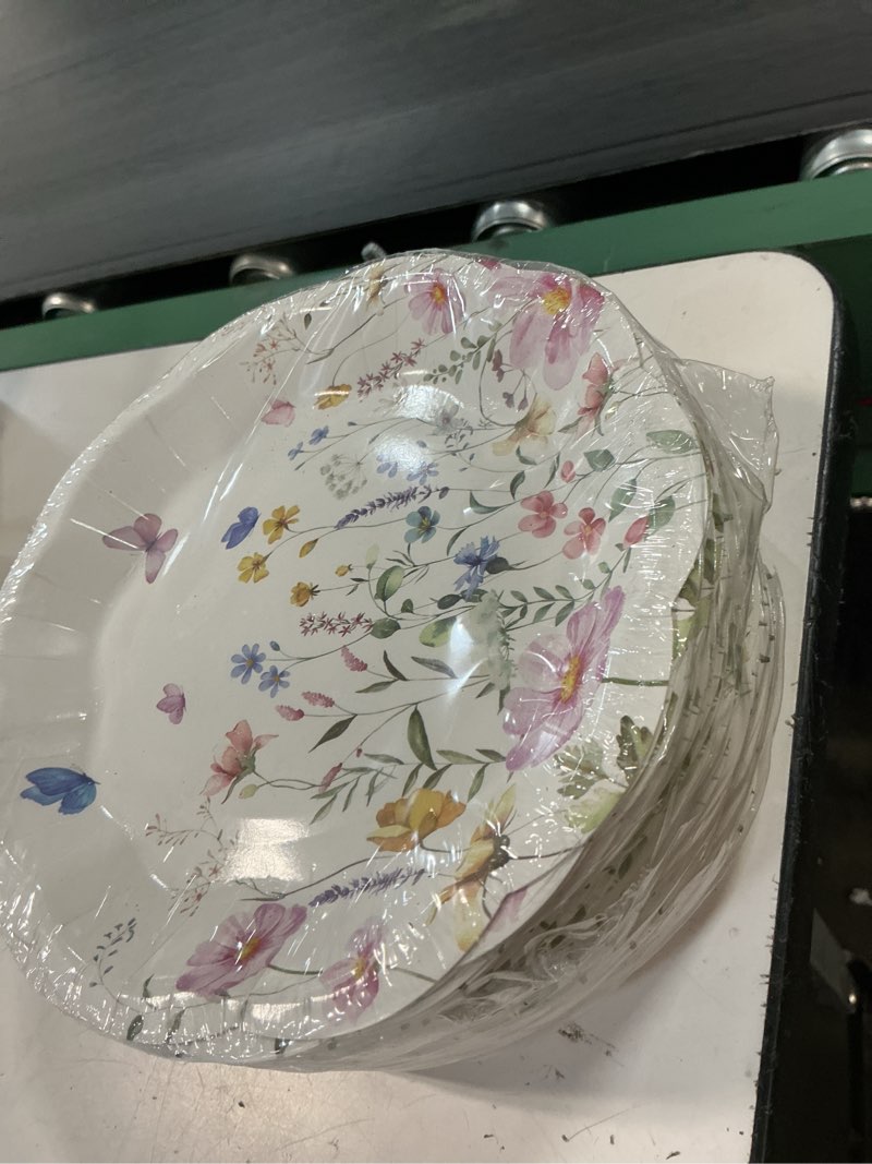 Condition photo showing New/Like New for 100 pcs wildflower paper plates 7 inch disposable disposable floral cake dessert plates set wildflower party decorations for wedding baby bridal shower birthday tea party supplies