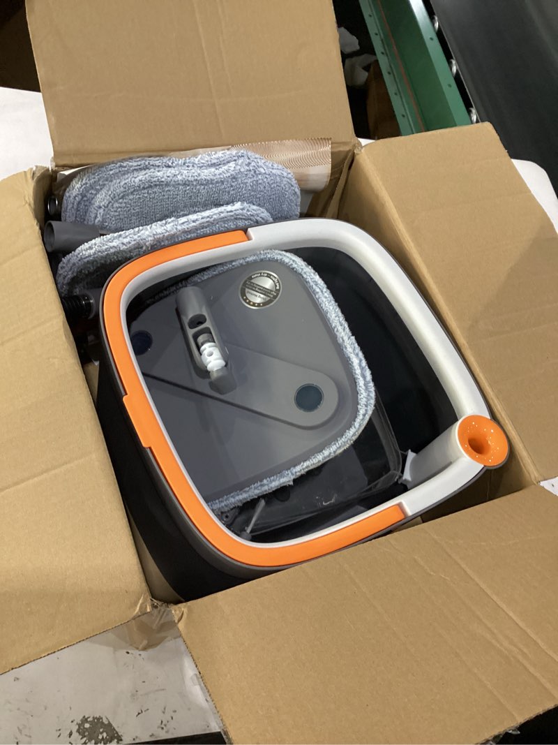 Condition photo showing New/Like New for mop and bucket set, spin mop with separate dirty water system, deep-cleaning mops for floors, versatile mops for walls
