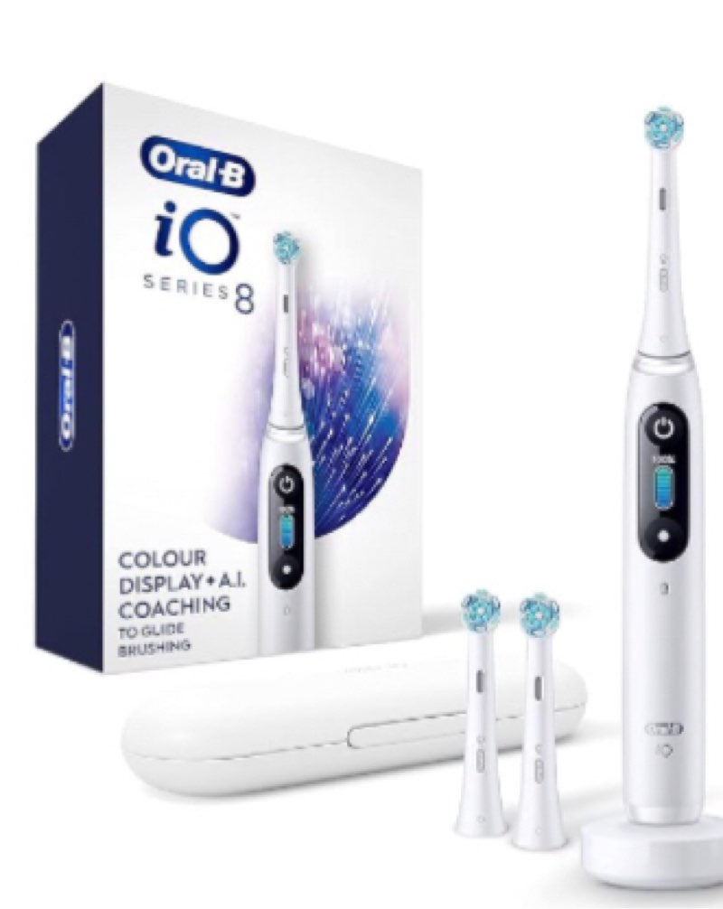Oral-B iO Series 8 Electric Toothbrush with 2 Replacement Brush Heads and Travel Case, Rechargeable 