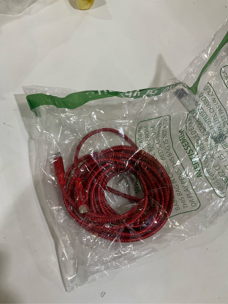 Condition photo showing As Is for Extra Long iPhone 16 15 Charger Cable 16Ft, 16 Feet USB C to C Cable Fast Charging Nylon Braided iPhone 16 15 USB C Charger Cord for iPhone 16/15 Plus,16/15 Pro,16/15 Pro Max/iPad Pro/Air/Min6(Red) 16FT Red