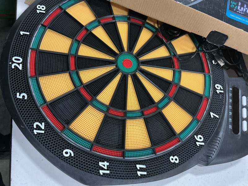 Condition photo showing Good Condition for narwhal revolution electronic dartboard with 30 games, cricket scoring and 6 plastic tip darts