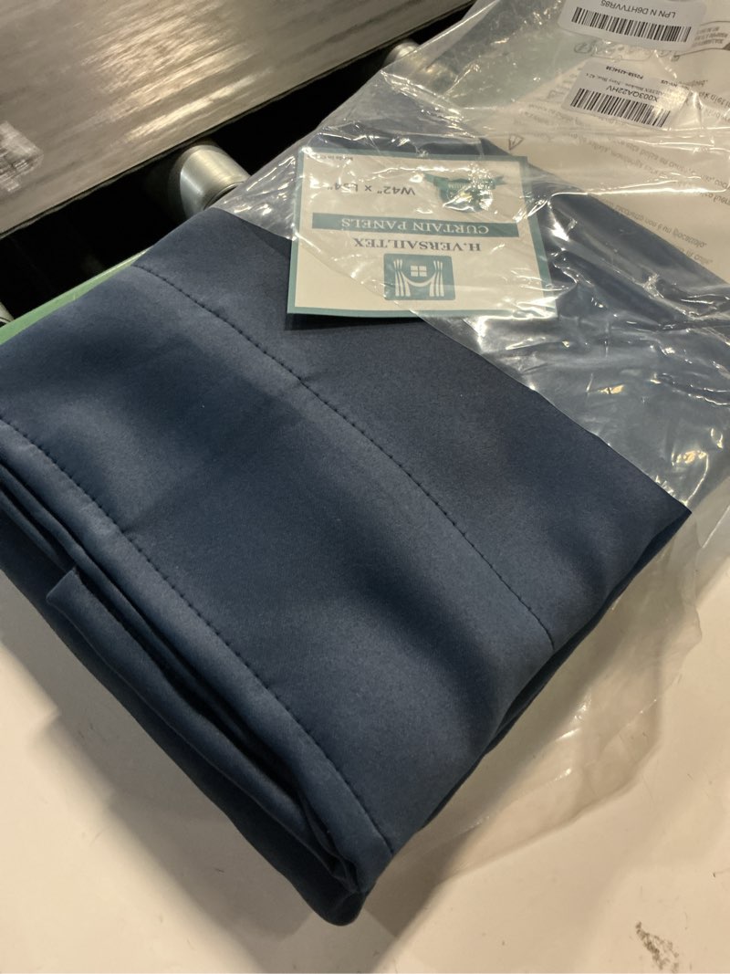 Condition photo showing Good Condition for h.versailtex blackout curtains thermal insulated window treatment panels room darkening blackout drapes for living room back tab/rod pocket bedroom draperies (2 panels, navy blue, 42 x 54 inch) 42\"w x 54\"l (pack of 2) navy blue
