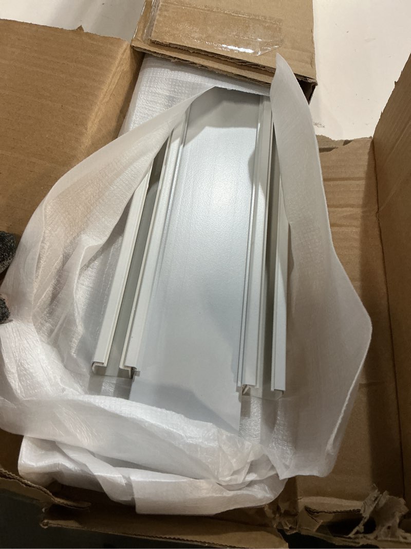 Condition photo showing As Is for PHUSTJKL Double Curtain Track Ceiling Mounted, Heavy Duty Aluminum Track Set for Curtains, Silent Sliding Double Rail System for Drapes Living Room Bedroom Room Divider (White,2.1m(6.9ft)) White 2.1m(6.9ft )