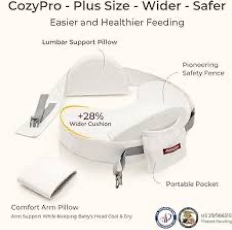 Momcozy CozyPro Nursing Pillow - All Around Lumbar & Arm Support - Safety Fence, Firm & Springy Memo