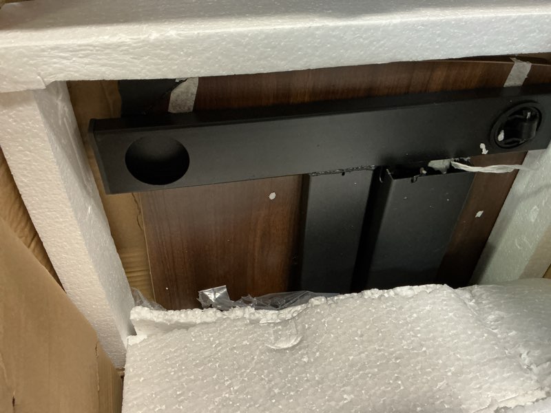 Condition photo showing As Is for Overbed Bedside Table with Wheels, Adjustable Hospital Over Bed Table, Rolling Laptop Table, Medical Bed Side Table Wood Color