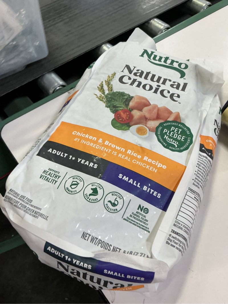 Condition photo showing New/Like New for Best by -Mar/03/2026) Nutro Natural Choice Adult Small Bites Dog Food, Chicken & Brown Rice Recipe, 5 lb. Bag Chicken 5 Pound (Pack of 1)
