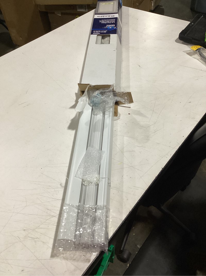 Condition photo showing Good Condition for project source light filtering 1-in slat width 35-in x 64-in cordless white vinyl light filtering mini-blinds