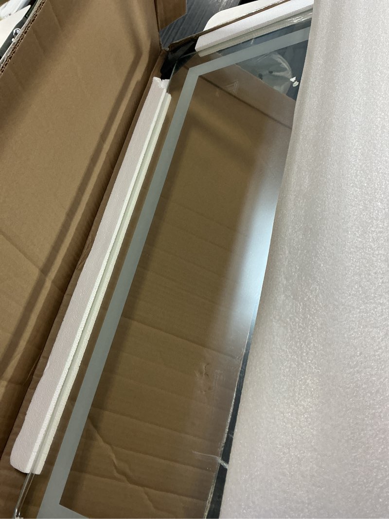Condition photo showing Good Condition for loaao 20x28 led bathroom mirror with lights, anti-fog, dimmable, backlit + front lit, lighted bathroom vanity mirror for wall, memory function, tempered glass, shatter-proof, etl listed led 28"l x 20"w