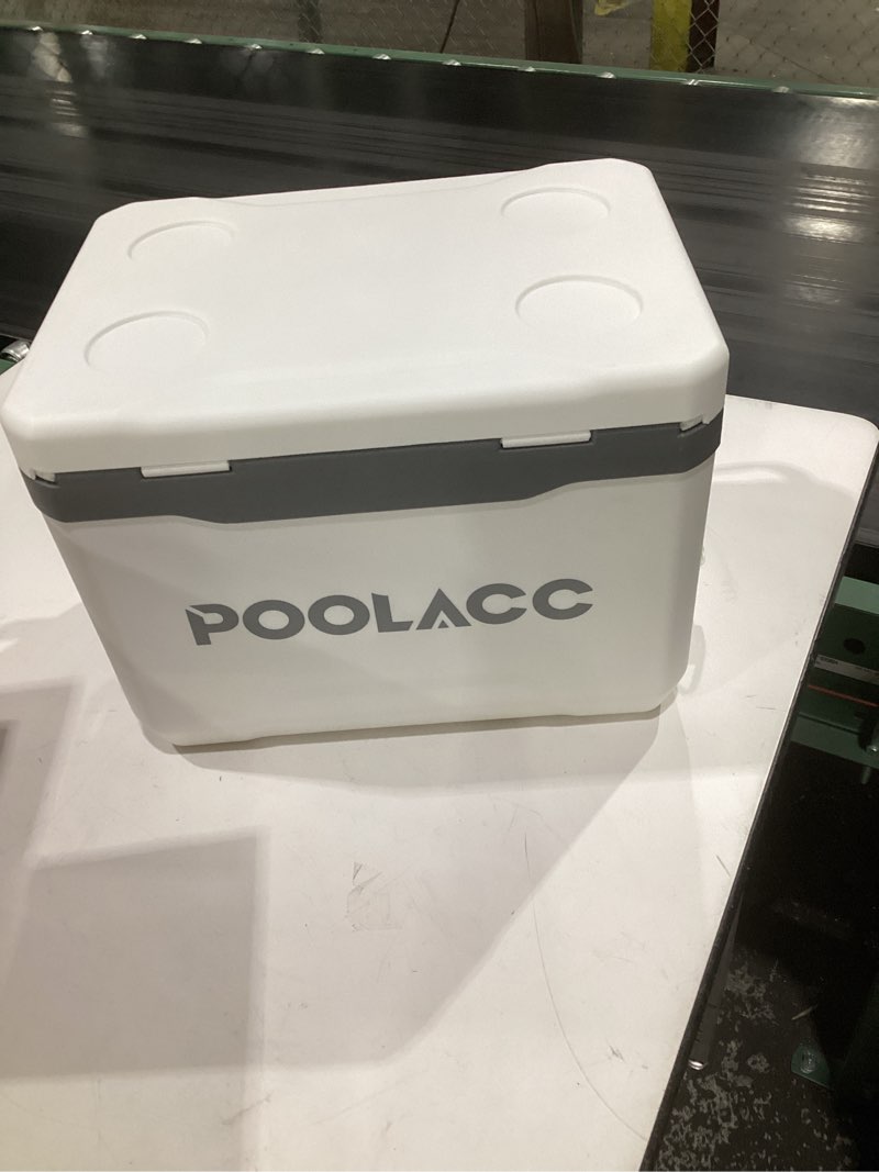 Condition photo showing New/Like New for portable personal cooler, poolside ice chest for above ground pool or spa - fits intex pools, hard-sided cooler with bonus ice pack for lunch, drink, camping, picnic, beach, fishing 13.74qt