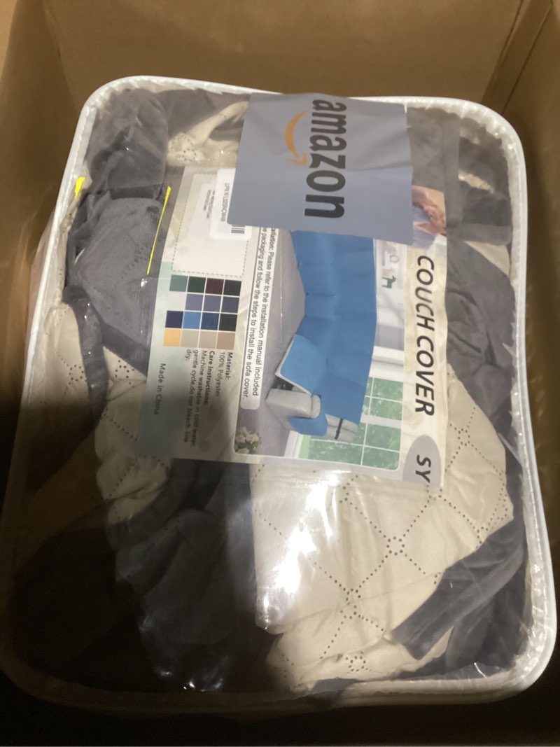 Condition photo showing New/Like New for Reclining Sectional Couch Covers 100% Waterproof Recliner Cover Washable Velvet L Shape Recliner Sofa Covers for Dogs Pets Anti Slip Recliner Slipcovers with Pockets (5 Seat Sofa, Dark Gray) 5 Seat Sofa Dark Gray