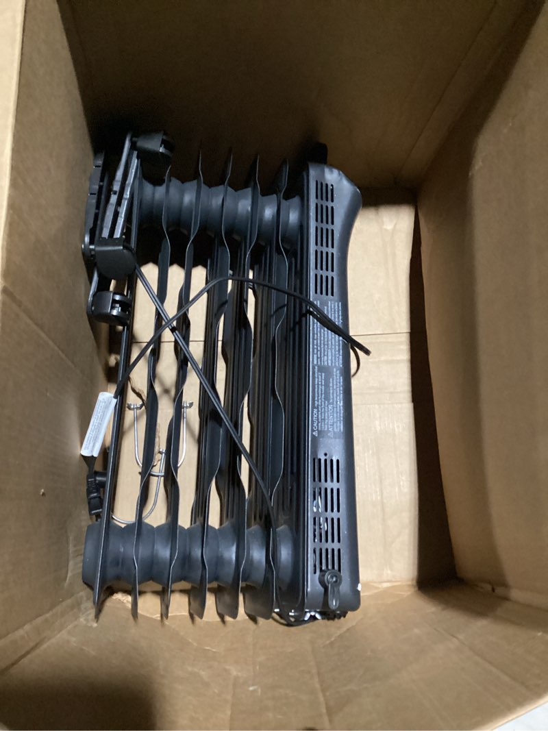 Condition photo showing As Is for Amazon Basics Portable Oil Space Heater with Remote Control, 7 Oil-Filled Fins, Adjustable Thermostat, 3 Heat Settings, Tip-Over and Overheat Protection, ETL Safety Certificate, 1500W, Black Digital & Remote Control