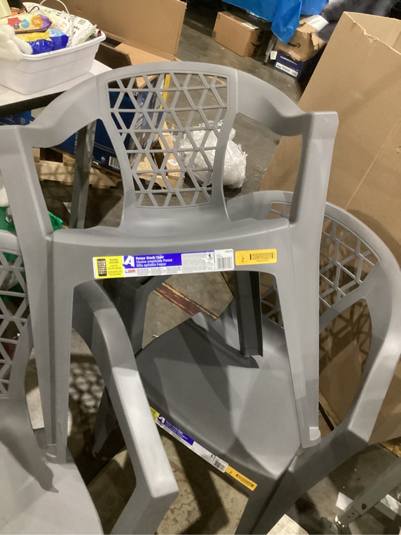 Condition photo showing Good Condition for adams penza durable outdoor patio stackable charcoal resin frame stationary conversation