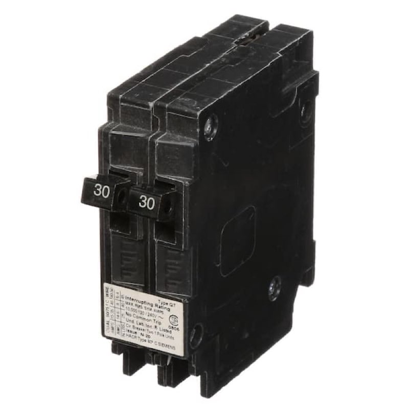 siemens q3030 two 30-amp single pole 120-volt circuit breaker