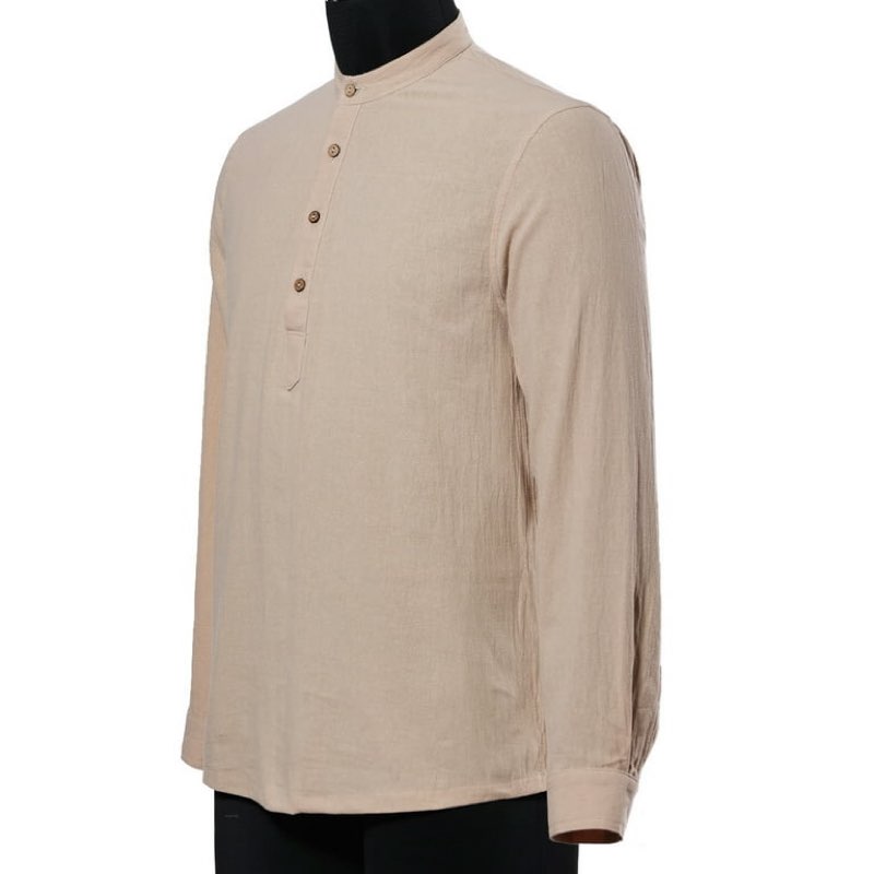 blessume men long sleeve shirt waffle henley collar casual henley t-shirt medieval shirt size l