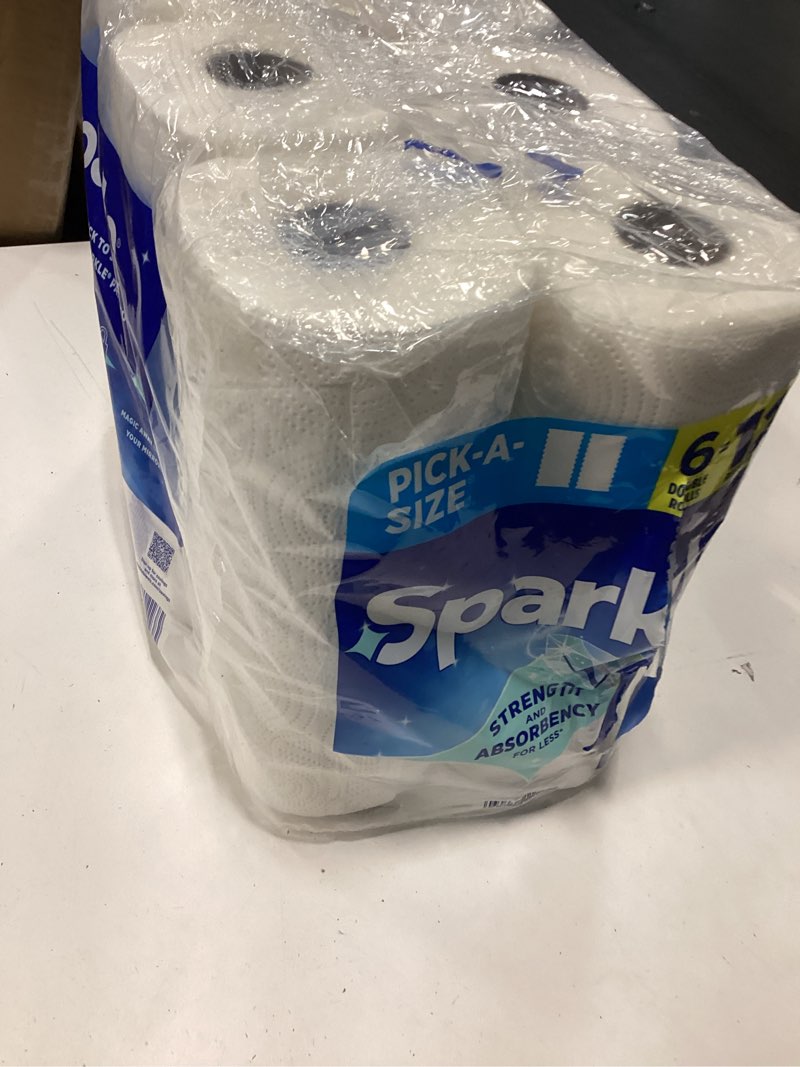 Condition photo showing New/Like New for sparkle pick-a-size paper towels, 6 double rolls (660 sheets total) - strong 2-ply towels for kitchen cleanup and everyday messes double 110 sheet (6 packs)