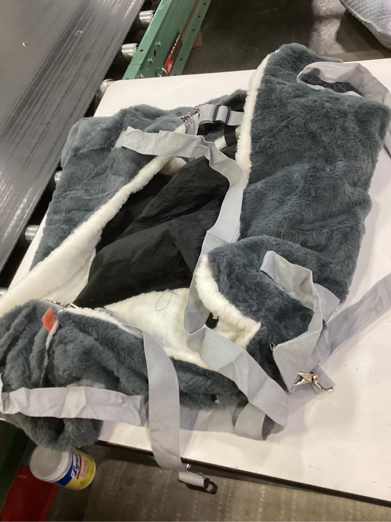 Condition photo showing As Is for ((Similar ))29.5\"x19.7\"x9.8\" Dog Car Seat for Middle Dogs & Cats, Car Seat for Dogs with Plush Cushion, Non-Slip Bottom & Safety Leash, Cat & Dog Bed with Side Pocket for Sedan, SUV and Truck, Washable Gray & White Medium