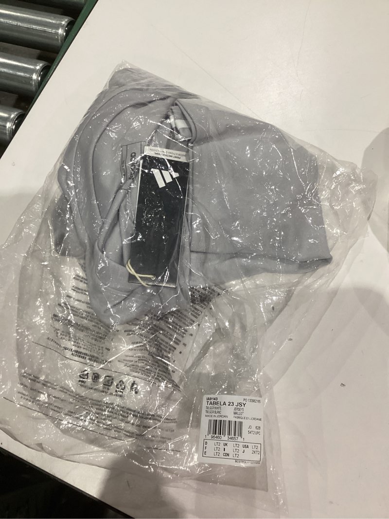 Condition photo showing New/Like New for adidas Men's Tabela 23 Jersey Large Tall + 2" Team Light Grey/White