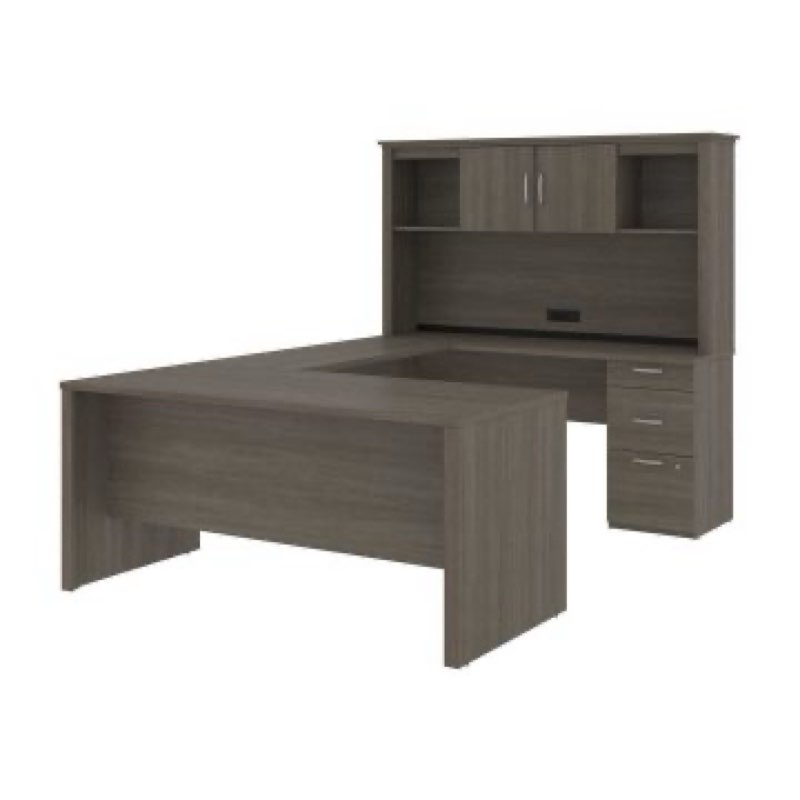 (Incomplete, box 1 of 3) Logan U Shaped Desk Bark Gray - Bestar Visit 3.7 