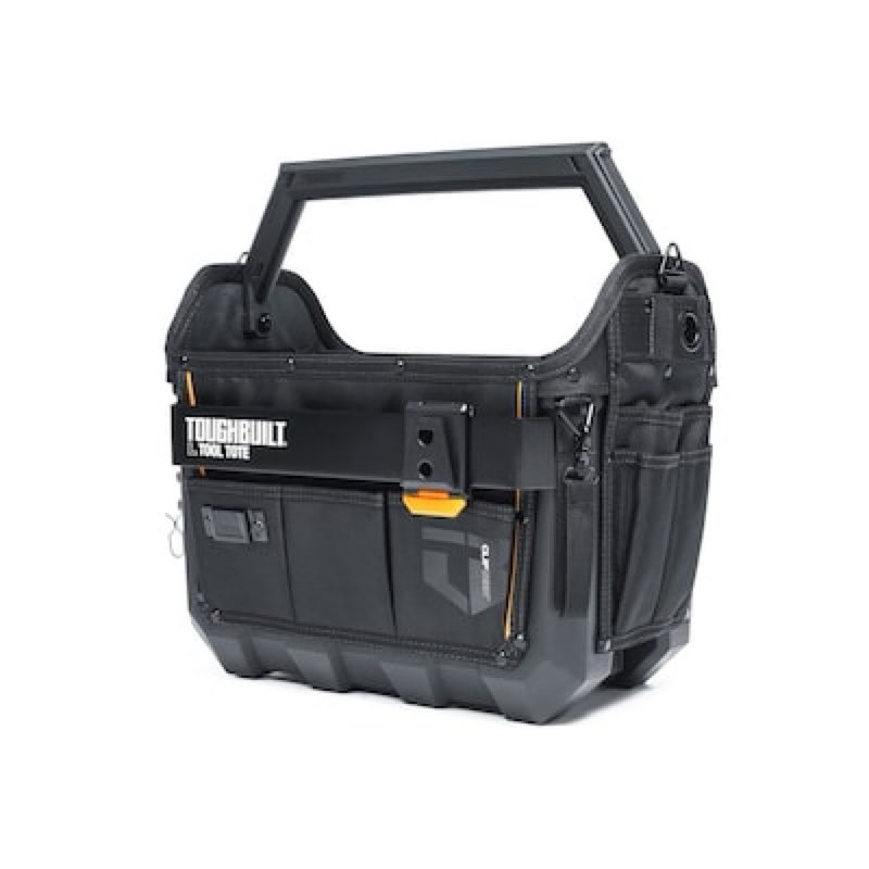 toughbuilt large black polyester 16-in w x 11.02-in d x 13.78-in l tool tote