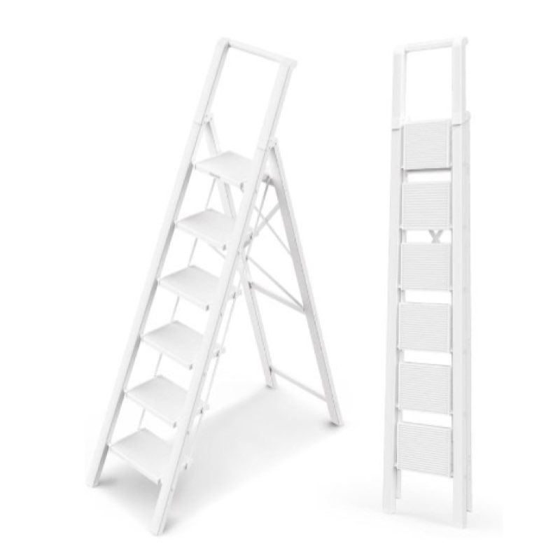 BEFITMACE 6 Step Ladder, Aluminum Folding StepStoowith Convenient Handgrip,Lightweight 330lbsCapacit