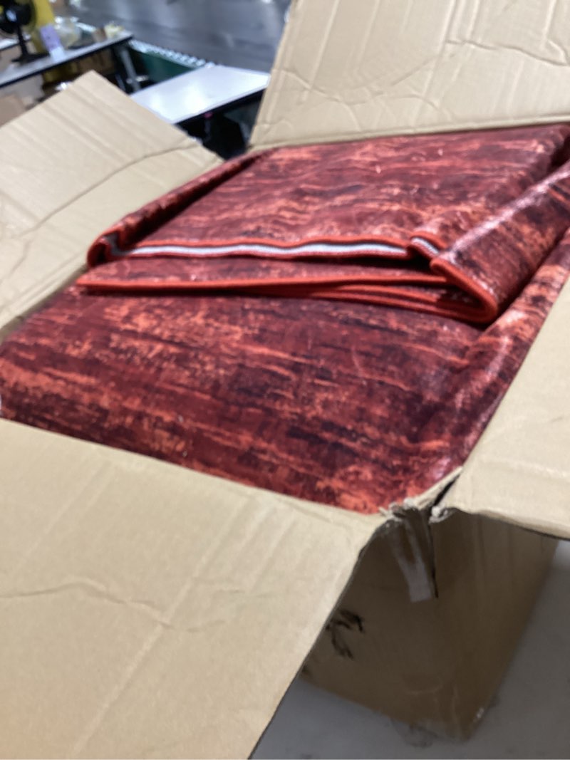 Condition photo showing Good Condition for living room area rug 10x13 modern solid color large bedroom rug with rubber backing stain resistant low pile dining room throw carpet contemporary washable rug for home decor office, red red 10' x 13' (rectangular)